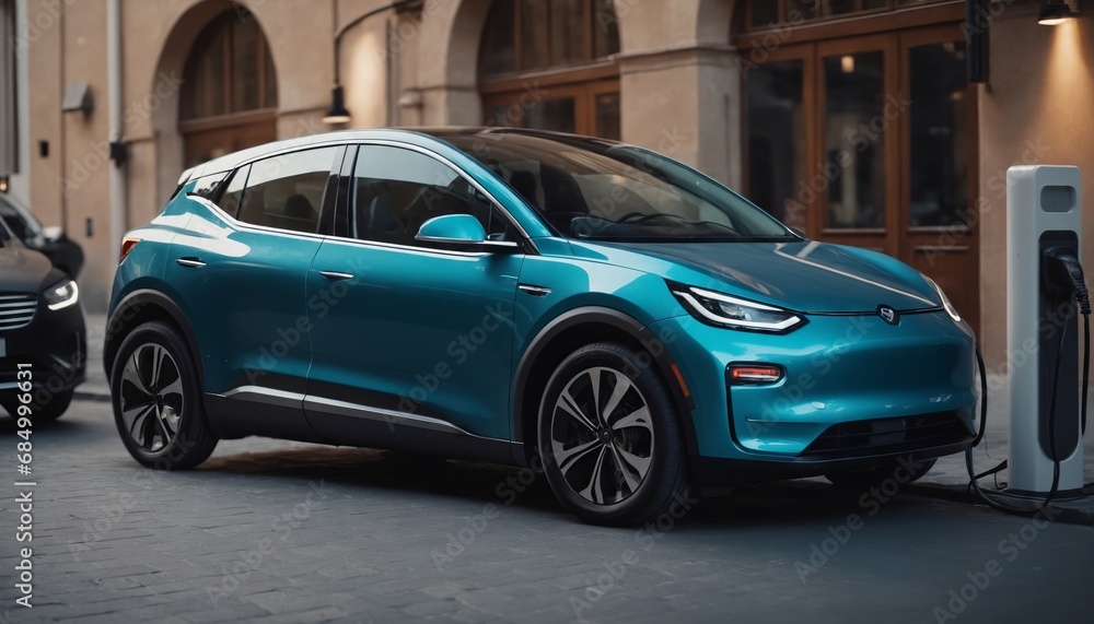 Sporty Eletric car EV in the charging station Sporty Eletric car EV in the charging station