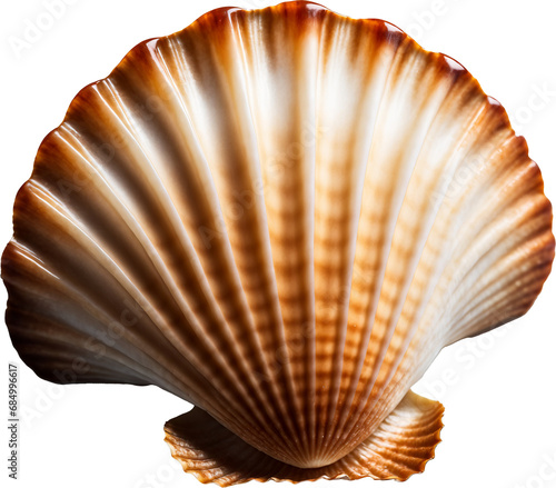 Top view of scallops shell isolated on white 