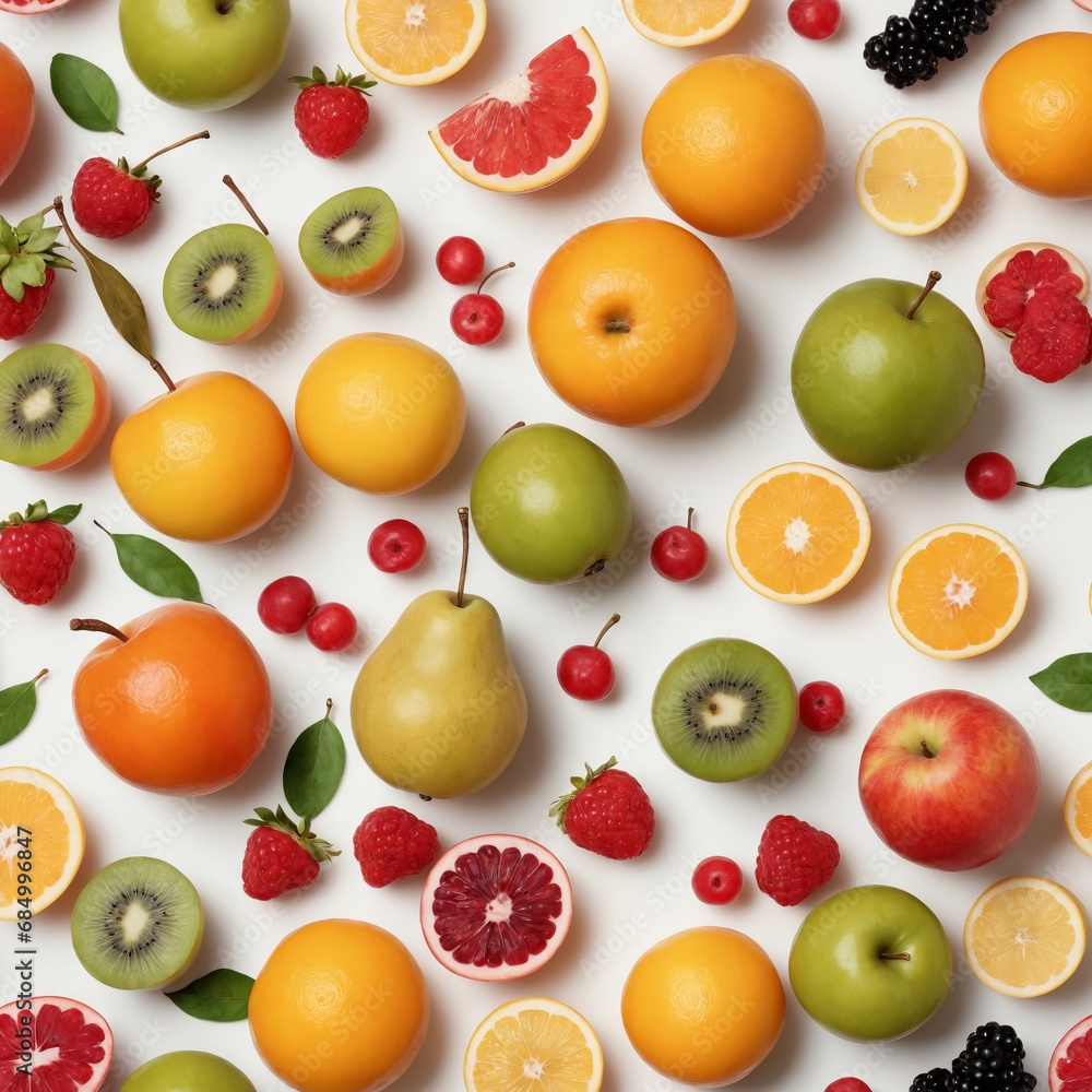 Varity fruits and berries in white background Varity fruits and berries in white background