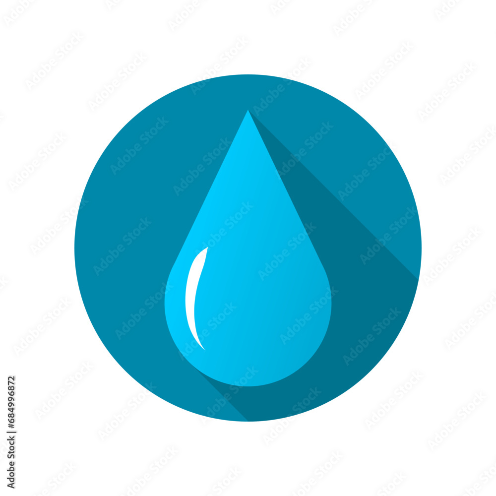 Blue water drop on circle icon flat vector design Blue water drop on circle icon flat vector design