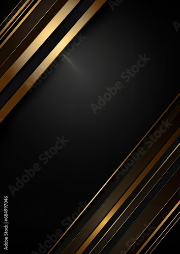 Abstract template of gold and black stripes with golden photo