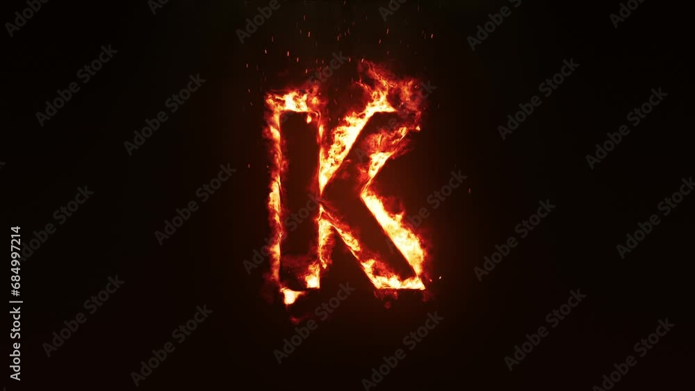 Fire Letter K. Burning Letter K Fire Letter K. Burning Letter K