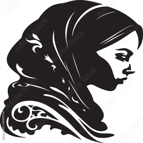 Woman hijab logo with unique concept and business card design Premium Vector, Muslim fashion hijab logo design, beautiful headscarf for Muslim women.