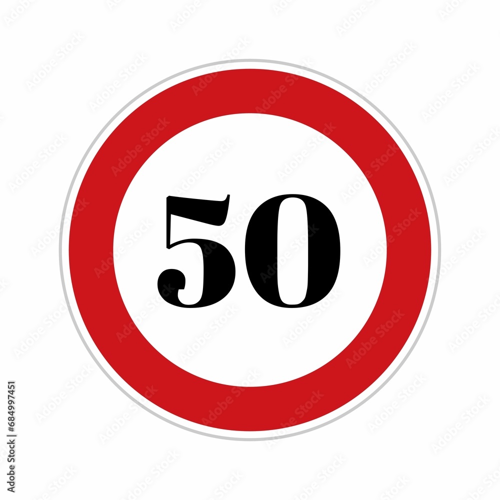 50 speed sign board, road side sign board for control speed. Road safety element, fifty speed 50 speed sign board, road side sign board for control speed. Road safety element, fifty speed