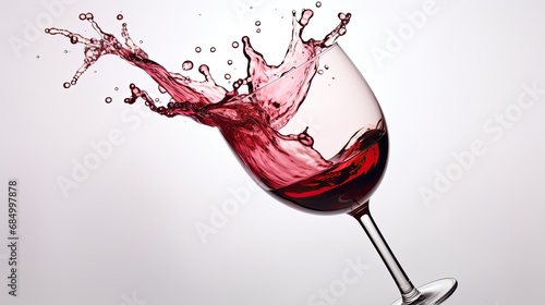 Cheering red wine with splash coming out of glass isolated