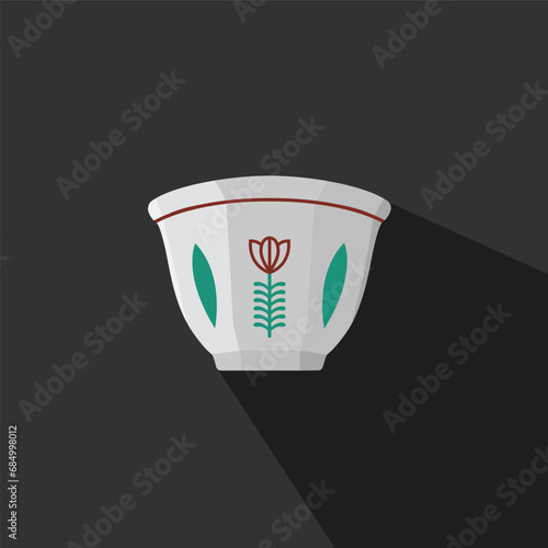 Ethiopian Coffee cup icon. Flat icon with long shadow. Vector illustration