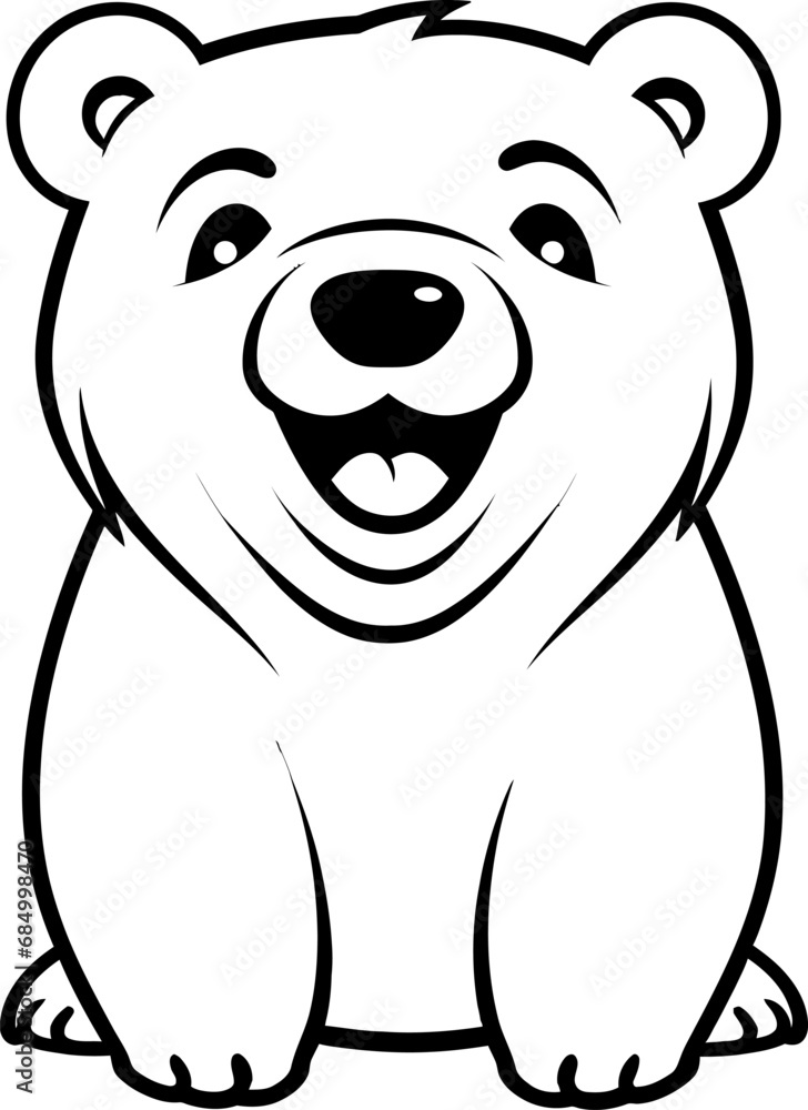 Happy polar bear character silhouette icon in black color. Vector template. Happy polar bear character silhouette icon in black color. Vector template.