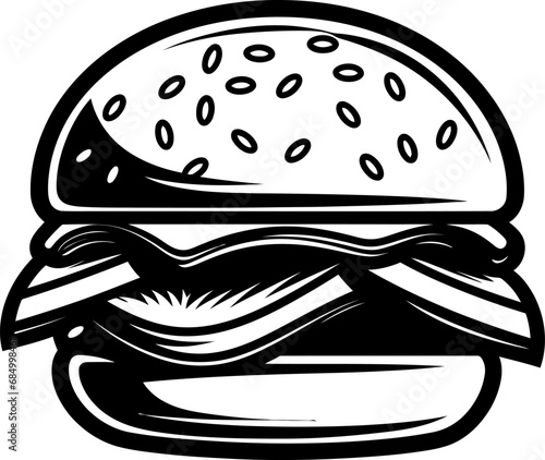 Hamburger burger silhouette icon in black color. Vector template for laser cutting.