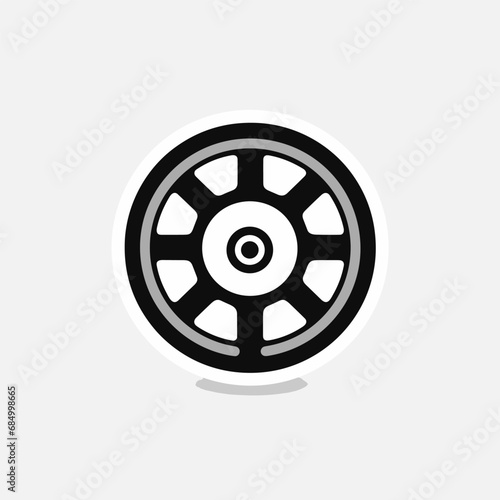 Auto parts shop filled monochrome logo. Performance business value. Wheel simple icon. Automotive industry. Design element. Created with artificial intelligence. Ai art for corporate branding