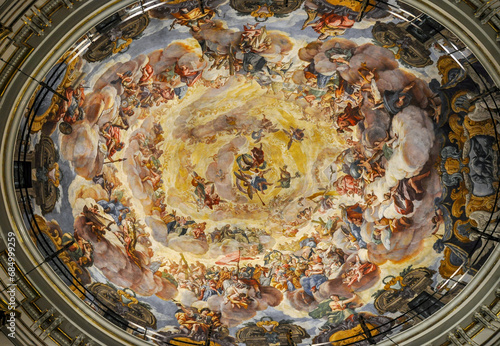 Decorated ceiling in Basilica of Our Lady of the Forsaken, Valencia, Spain photo