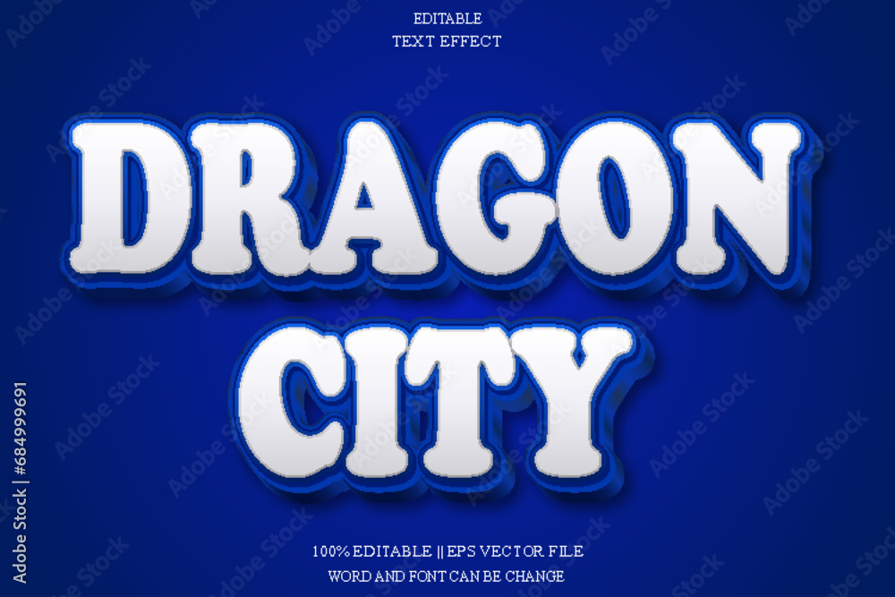 Dragon city Editable Text Effect Emboss Gradient Style