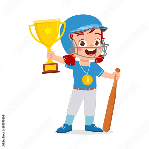 little kid holding trophy winning in sport