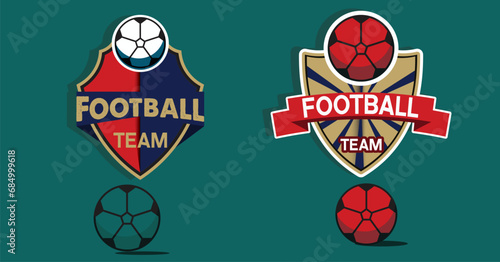 soccer Logo or football club sign Badge. Football logo with shield background vector design photo