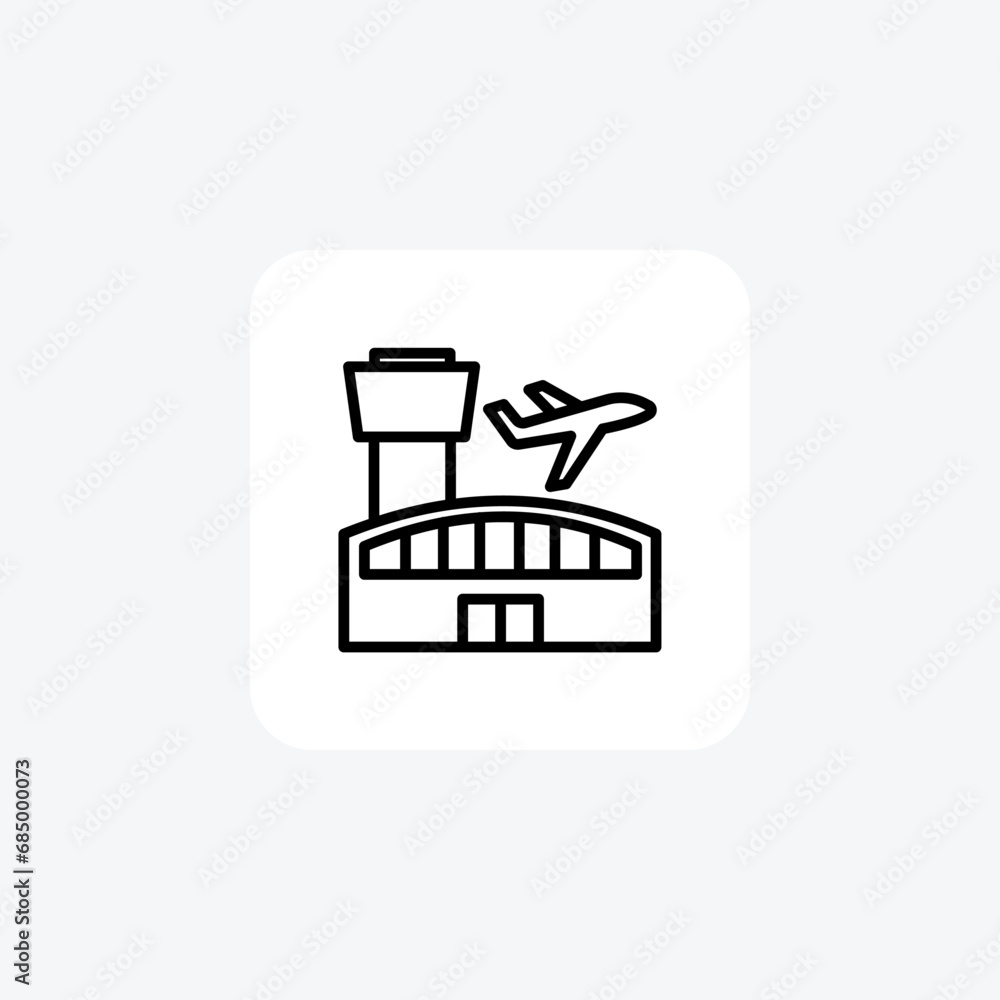 Airport, Air Travel Hub, Aviation Terminal,Line Icon, Outline icon, vector icon, pixel perfect icon