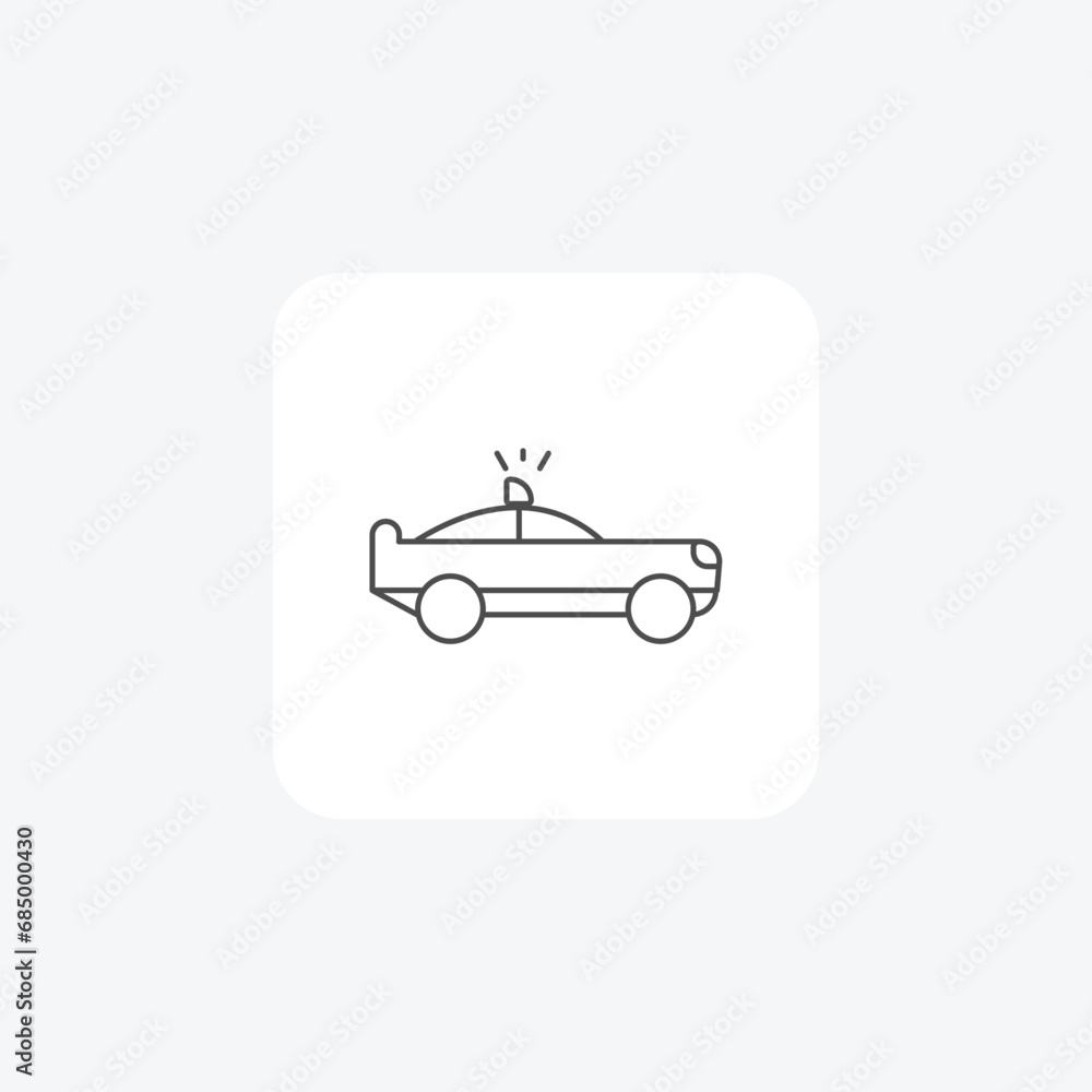 Police car,Public Safety, Community Policing  thin line icon, grey outline icon, pixel perfect icon