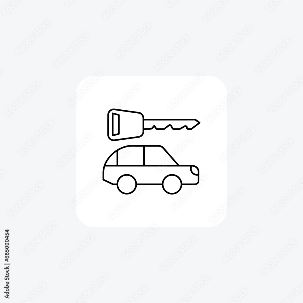 Car rental, Car Hire Service, Flexible Rental thin line icon, grey outline icon, pixel perfect icon