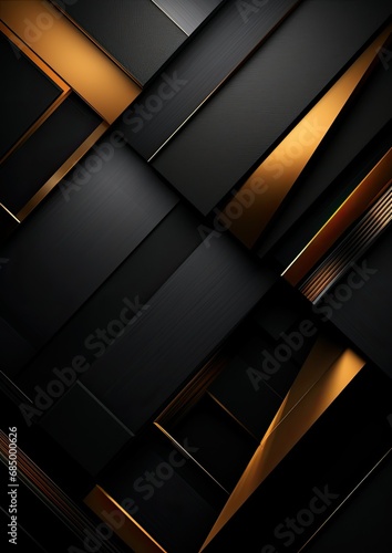 Modern black and gold 3d abstract background with light