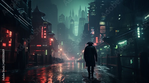 man in the night city street
