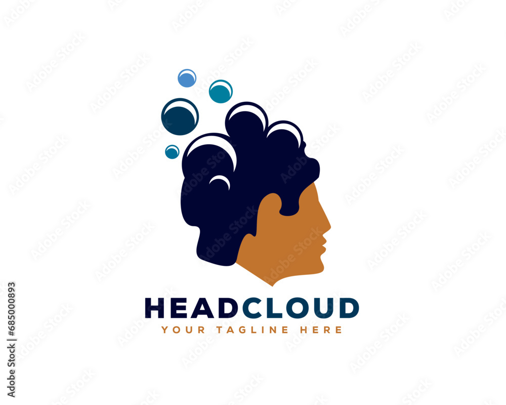 head cloud hair clean head logo icon symbol design template illustration inspiration