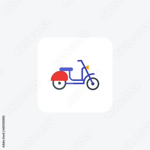 Electric Scooter, Lightweight, Commuter Friendly, flat color icon, pixel perfect icon