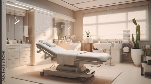 A private and tranquil treatment room in a beauty salon, designed for relaxation and pampering.