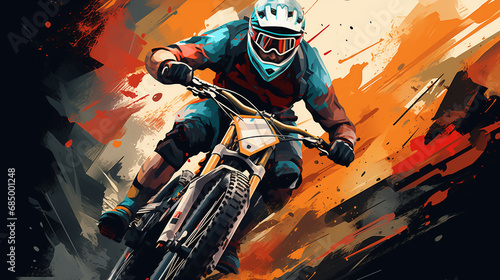 MX BMX motorcross Fahrer Dirt bike illustration generatvie fiktiv