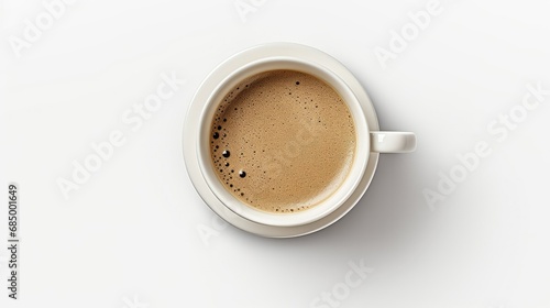 Top view of coffee cup isolated on white background