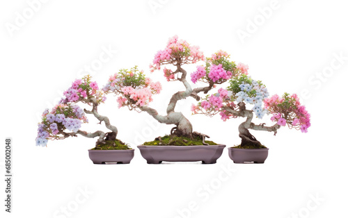 Symmetrical Bonsai Tree Arrangement On transparent background
