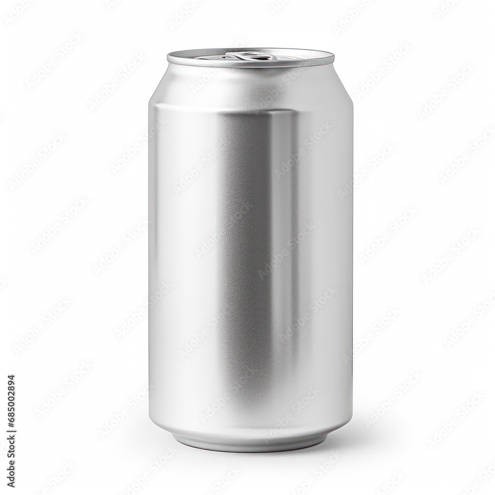 Aluminum can isolated on white background. 3d render. Side view. Aluminum can isolated on white background. 3d render. Side view.