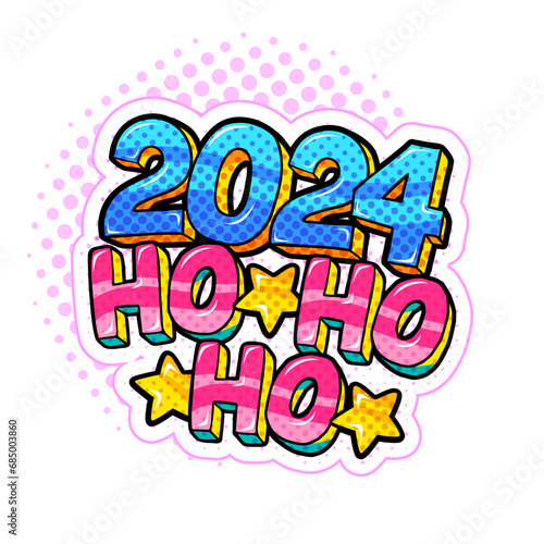 Happy New Year message in pop art style 2024.
