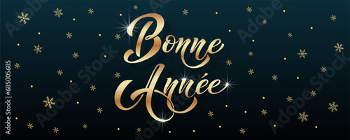 Bonee Annee and Joyeux noel. Merry Christmas card template with greetings in French.