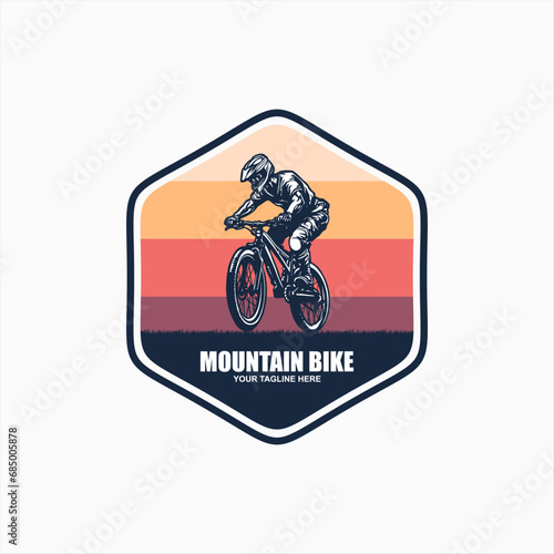 Mountain bike logo emblem vector image