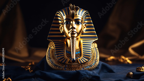 Golden mask of the ancient Egyptian god or pharaoh