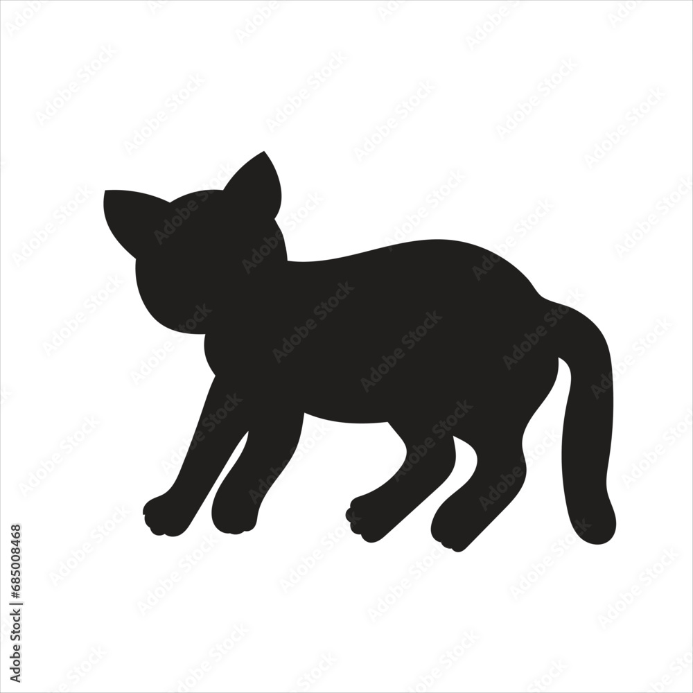 Illustration, vector, silhouette of a cat