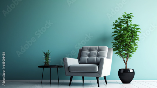 Armchair in living room with copy space