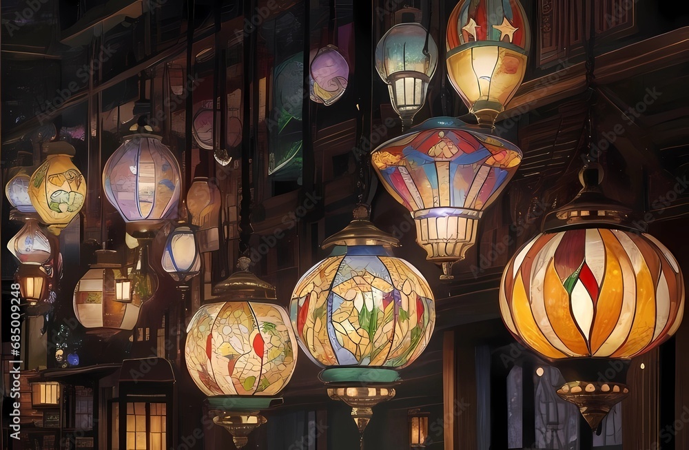 Fototapeta premium オリエンタルな美しいランプの数々収集