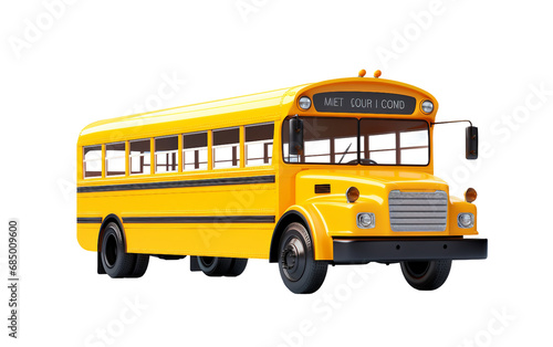 Isolated Electric Yellow School Bus On transparent background