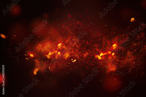 Free photo red shimmering glitter and fire flame in black background 