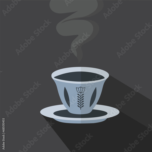 Ethiopian Coffee cup art icon. Flat icon with long shadow. Vector illustration.