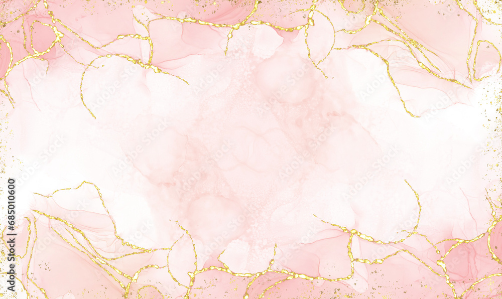 Pink alcohol ink mixed with glitter gold pattern elegant abstract ink flow art with translucent background Pink alcohol ink mixed with glitter gold pattern elegant abstract ink flow art with translucent background