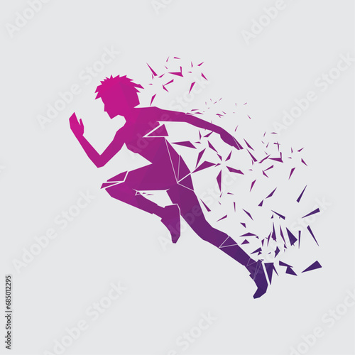 woman runner vector, Creative Geometric Design for Sporty Identity, Geometric Vector Runner Logo