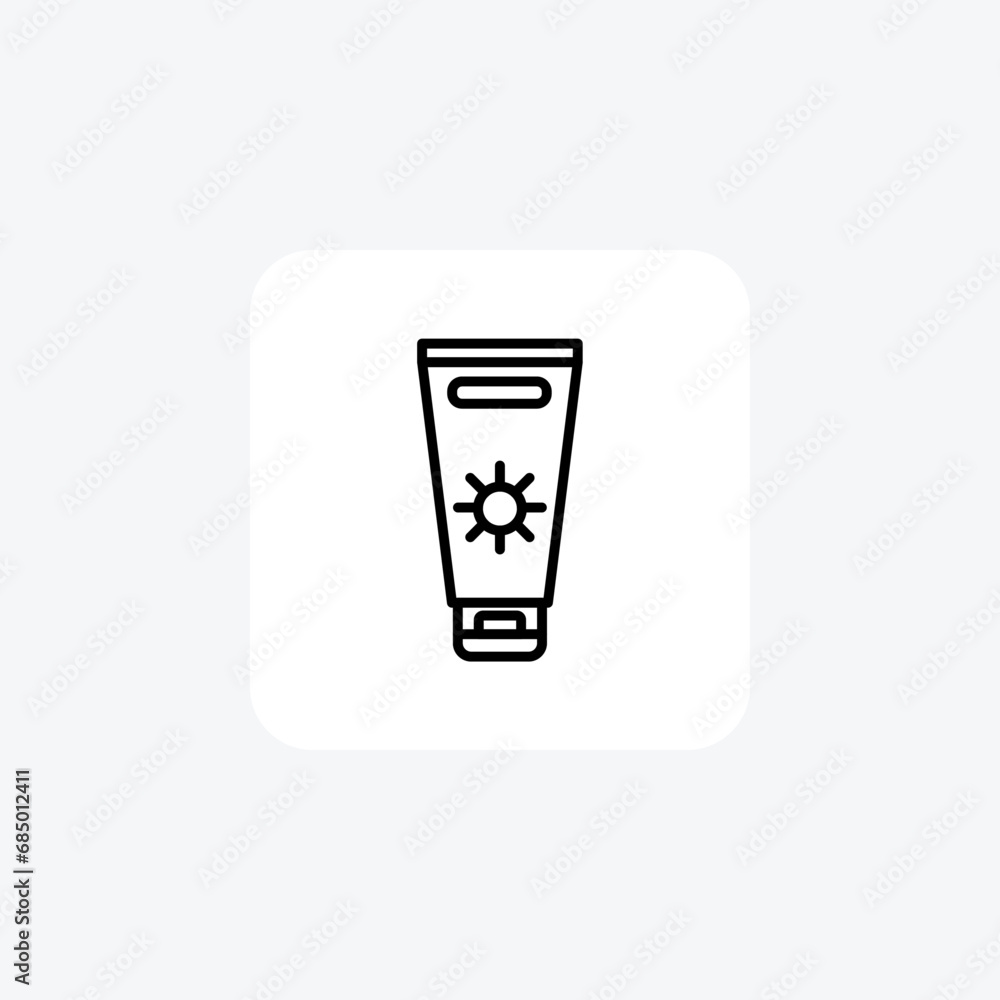 Sunscreen, UV protection, Skincare essential, Sunblock lotion Line Icon, Outline icon, vector icon, pixel perfect icon Sunscreen, UV protection, Skincare essential, Sunblock lotion Line Icon, Outline icon, vector icon, pixel perfect icon