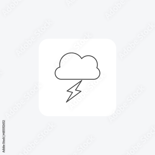 Thunderstorm, Weather, Lightning, thin line icon, grey outline icon, pixel perfect icon