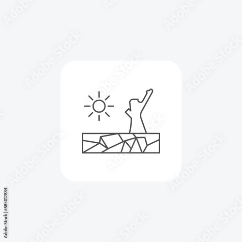 Drought,Depleted reservoirs, Agricultural impact, Climate adaptation thin line icon, grey outline icon, pixel perfect icon