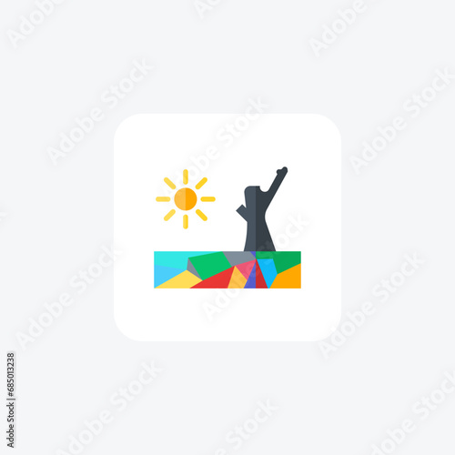 Drought,Depleted reservoirs, Agricultural impact, Climate adaptation flat color icon, pixel perfect icon