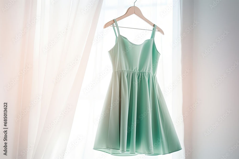 An elegant evening dress on a hanger, demonstrating the beauty, style and essence of the celebration. An elegant evening dress on a hanger, demonstrating the beauty, style and essence of the celebration.
