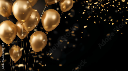 Celebration background with confetti and gold balloons,PPT background