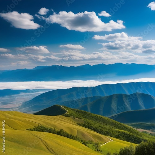 The vast mountains and fields, clear skies and clouds, and the view from the top of the mountain © RORON