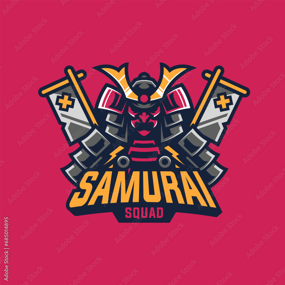 Obraz premium samurai mascot and gaming logo