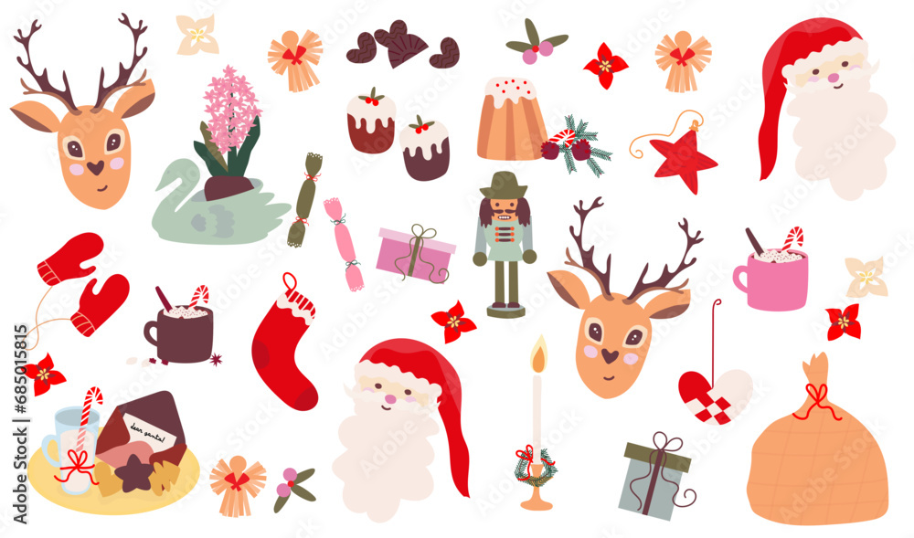 Set of Christmas elements